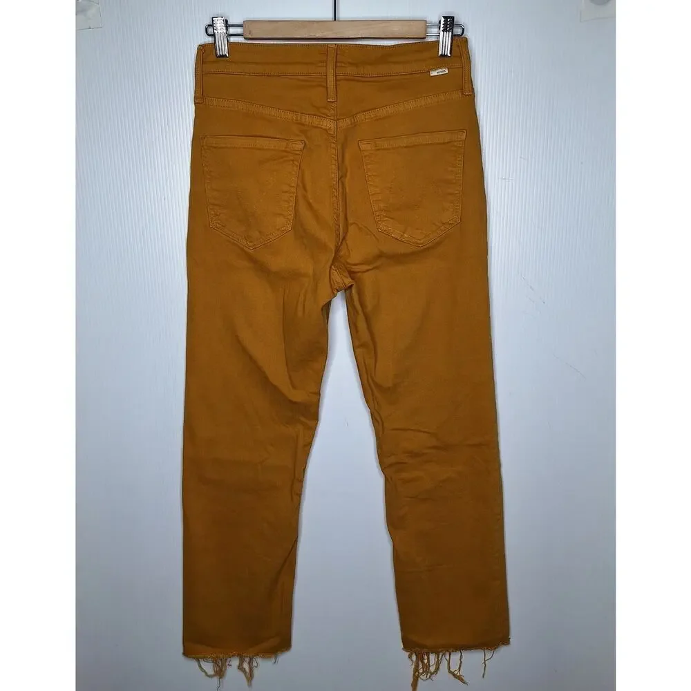 Mother Jeans Tomcat Ankle Fray Denim Buckthorn Mustard 27 (28 